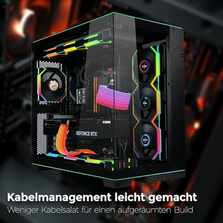 Lian Li UNI FAN SL Wireless LCD Lüfter, ARGB, PWM - Reverse Blade, 120 mm, schwarz - Leistungsstarker PC Gehäuselüfter mit kabelloser Synchronisation – Bild 5