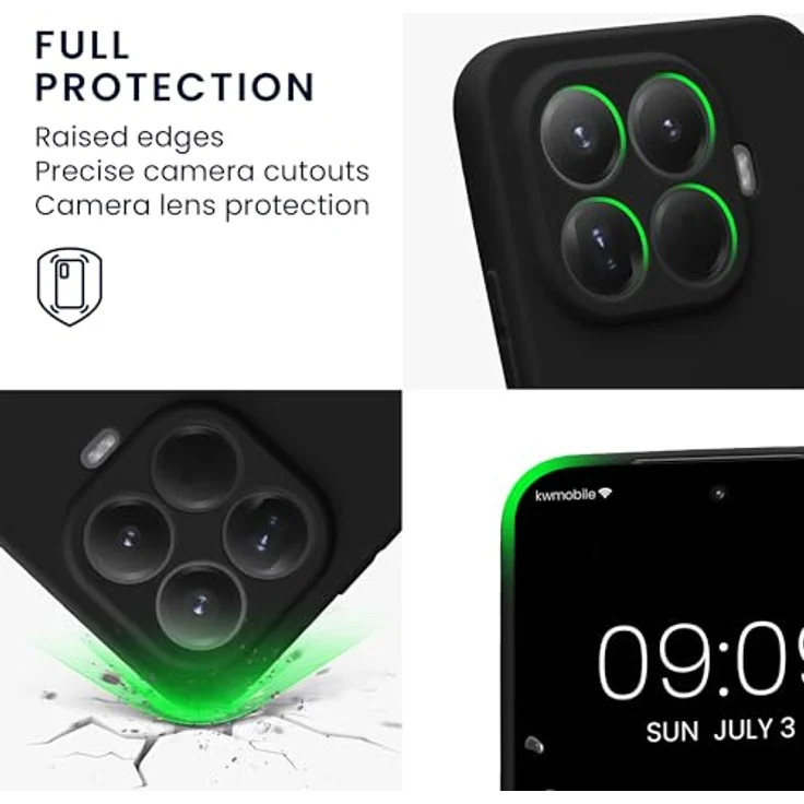 kwmobile Handyhülle für Xiaomi 15T Pro, weiches Silikon Case in Schwarz matt, rutschfest und reißfest mit präzisen Kameralöchern – Bild 3