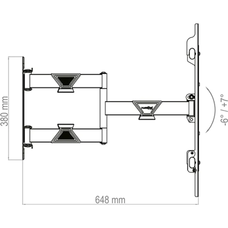 Hagor Brackit XXL HD II TV Wandhalterung, Schwarz, 98", 140 kg, neig- und schwenkbar – Bild 8
