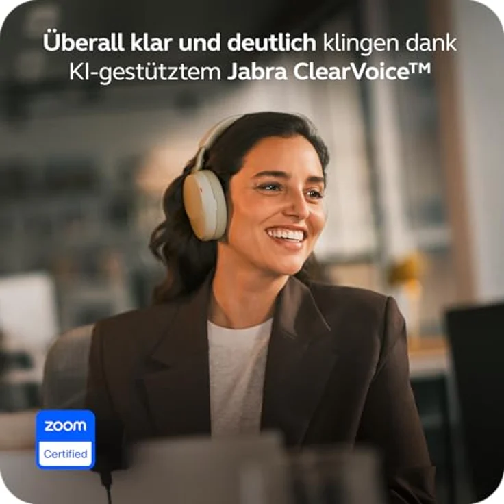 Jabra Evolve3 85, schnurloses Stereo Headset mit KI-gestützter Sprachisolierung und adaptiver Geräuschunterdrückung, Bluetooth, USB-C, Warmgrau – Bild 7