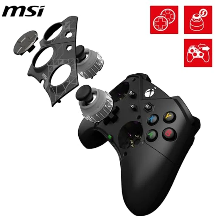 MSI Force Pro W, Gaming Controller für Xbox Series S, Android, Xbox One S, PC, Xbox One X, Xbox Series X, kabellos und kabelgebunden, mit integriertem Lithium-Akku, ergonomischem Design, programmierbaren Tasten, schwarz – Bild 6
