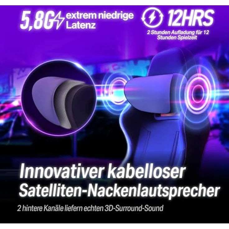 OXS Thunder Pro+ Gaming Soundbar mit kabellosem Satelliten-Nackenlautsprecher, 7.1.2 Dolby Atmos, integriertem Woofer, RGB-Effekten und 3 Pro Gamer-Modi – Bild 3