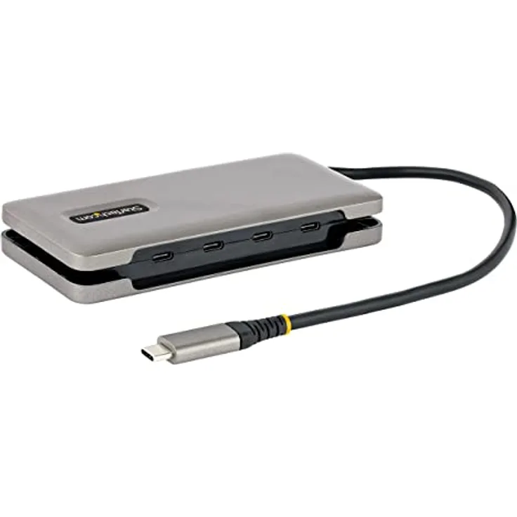 StarTech.com 4-Port USB-C Hub - 4X Ports - 100W Power Delivery Pass-Through - USB 3.1/3.2 Gen 2 10Gbit/s - Tragbar - Splitter - 25cm Kabel - Auf Adapter/Hub (HB31CM4CPD3), Space Grey