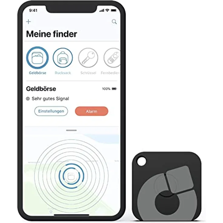 musegear Schlüsselfinder Recharge - schwarz, aufladbar mit Bluetooth App aus Deutschland, maximaler Datenschutz, für iOS & Android, Schlüssel finden