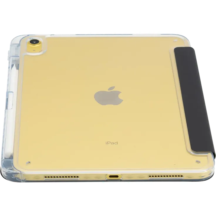 Shockguard THE TRANSPARENT iPad 10. Gen. & A16 Folio Case, kristallklarer Rundumschutz mit TPU-Rahmen, schwarz