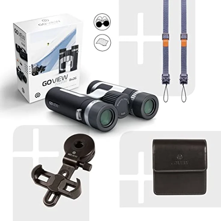 GoView ZOOMR 8x26 kleines, leichtes Fernglas (8-Fach Zoom, Magnesiumgehäuse, inkl. Smartphone-Adapter & Zubehör) Phantom Schwarz – Bild 4
