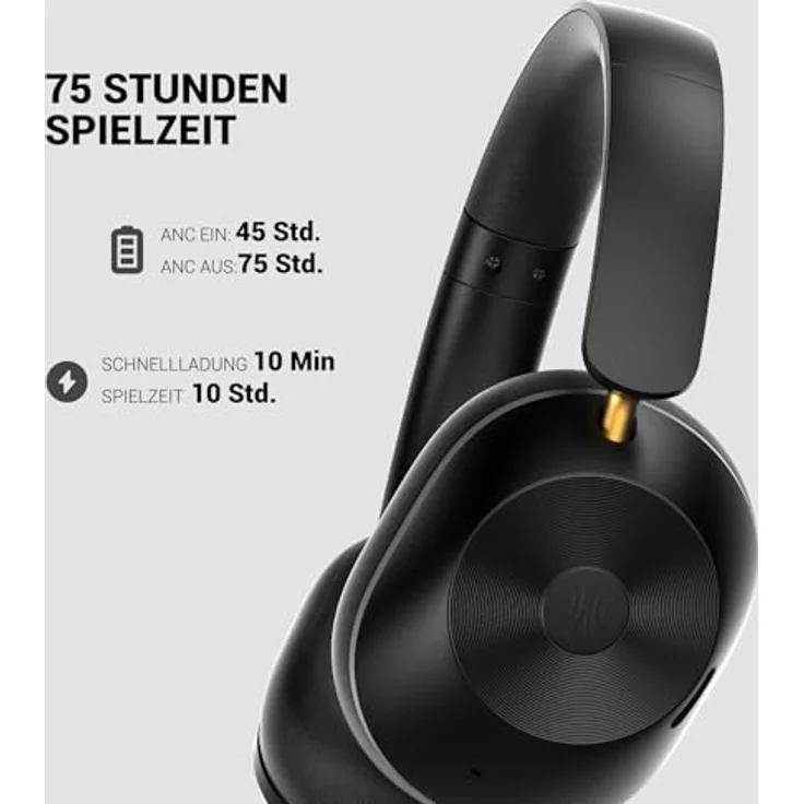 OneOdio A5 Over Ear Kopfhörer Kabellos Bluetooth, Hybrid Aktive Noise Cancelling, Hi-Res LDAC Audio, 75 Std. Akku, Bluetooth 5.4, klare Anrufe, Spielemodus, Schnellladung - Schwarz – Bild 5