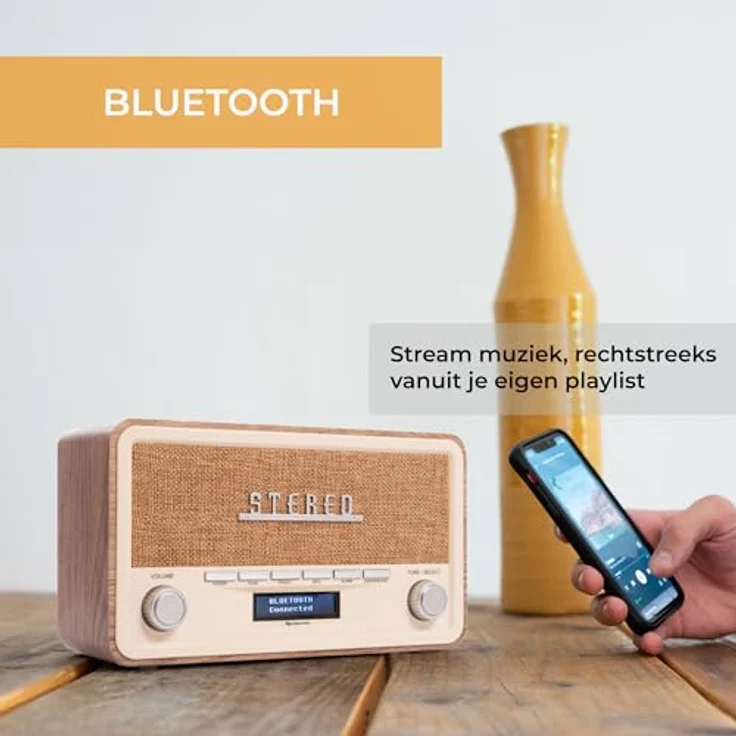 Denver DENVER DAB+/UKW-Radio DAB-18LW, Retrostyle Retro-Radio mit Bluetooth-Funktion, braun/weiß – Bild 3