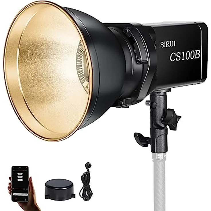 SIRUI CS100B 100W Bi-Color LED-Videoleuchte, 2700K-6500K Tageslicht-Dauerbeleuchtung, CRI 96, TLCI 98 3600Lux/m, Bowens-Mount, APP-Steuerung 12 Spezialeffekte für Studiobeleuchtung