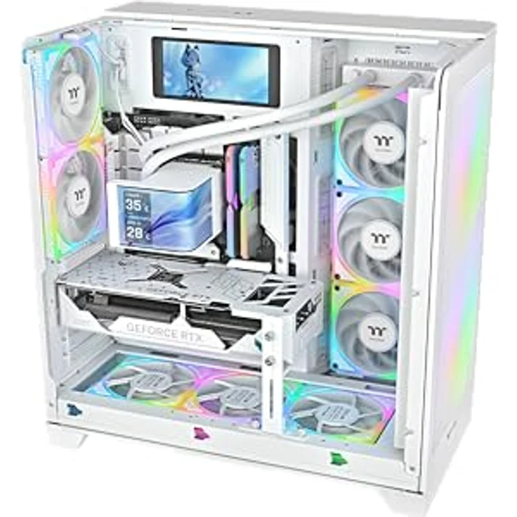 Thermaltake MAGCurve 360 Ultra Snow ARGB, AiO-Wasserkühlung mit 360mm Radiator, 3x 120mm ToughFan EX ARGB Lüftern und 6,67" Curved AMOLED-Display – Bild 5