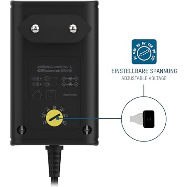 ANSMANN APS 300 Universal Stecker Netzteil 12V inkl. 7 verschiedende Adapter Stecker - Netzstecker bis max. 300mA - Netzadapter zur Stromversorgung vieler Elektrokleingeräte von 3-12 Volt regelbar – Bild 4