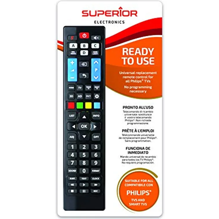 Superior Electronics SUPTRB004 Die Universalfernbedienung für Philips-TVs, Black, SUP034