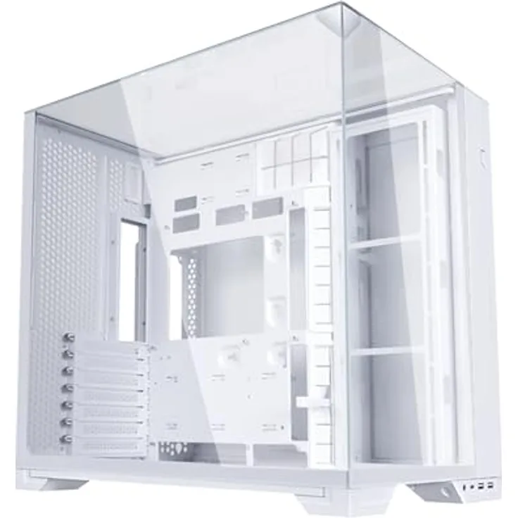 Lian Li O11 Vision Compact Gaming PC Gehäuse ATX Weiß - Midi Tower PC Gehäuse mit Tempered Glass, Grafikkarten bis 408 mm, bis zu 360 mm Radiatoren, Stahl, Aluminium, Gehärtetes Glas