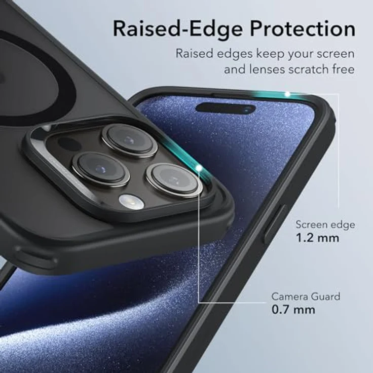 ESR iPhone 15 Pro Hülle, MagSafe kompatibel, Militärnorm Schutz, vergilbungsbeständig, Kratzfeste Rückseite, magnetisch, Mattschwarz – Bild 5