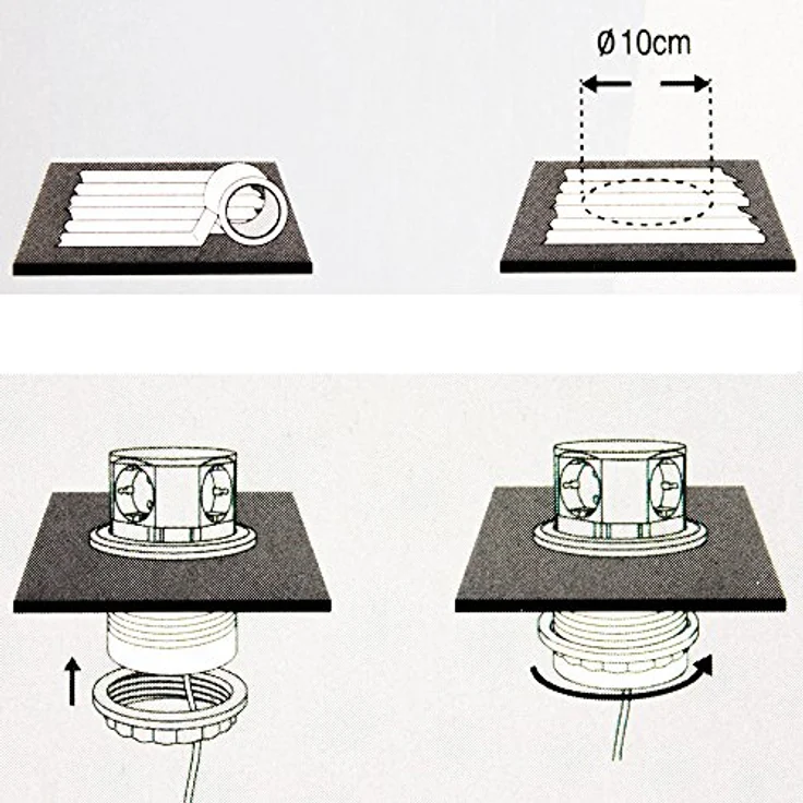 Bituxx Tischsteckdose 3-Fach Einbausteckdose mit 2x USB Anschlüssen, versenkbar für Tischplatten – Bild 5