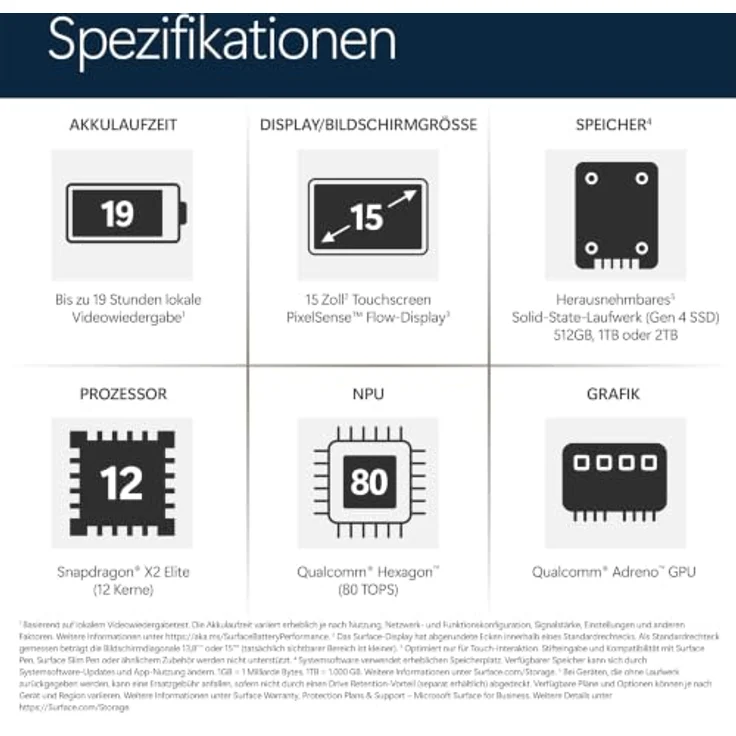 MICROSOFT Surface Laptop 8. Edition - 15 Zoll, Qualcomm Snapdragon X2 Elite, 16 GB RAM, 1 TB SSD, Adreno™ Onboard Graphics, Windows 11 Home – Bild 8