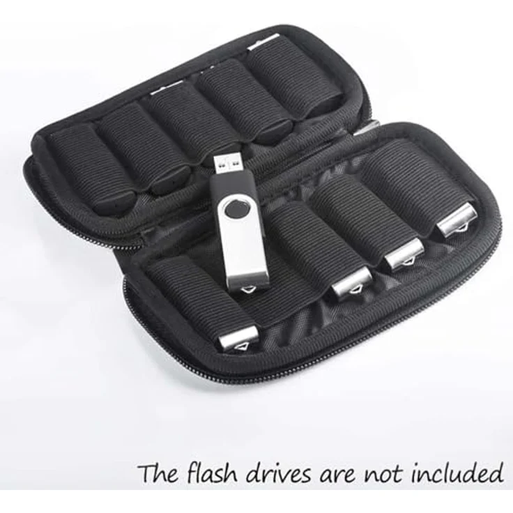 JBOS Aufbewahrungstasche für USB-Sticks, Neopren Organizer mit 10 Steckplätzen, stabil und staubdicht, blau – Bild 2