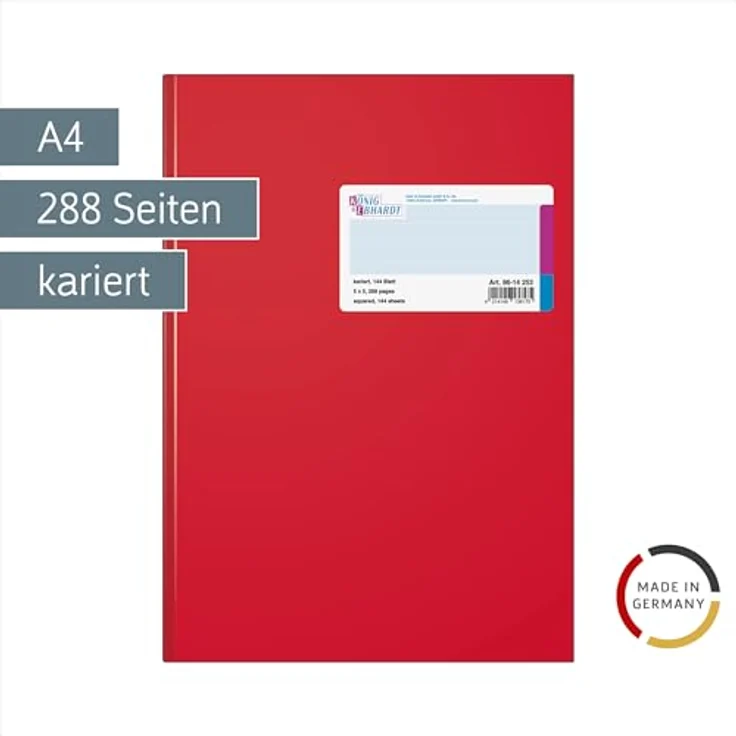 König & Ebhardt Notizbuch Geschäftsbuch A4, kariert, 144 Blatt, rot – Bild 2