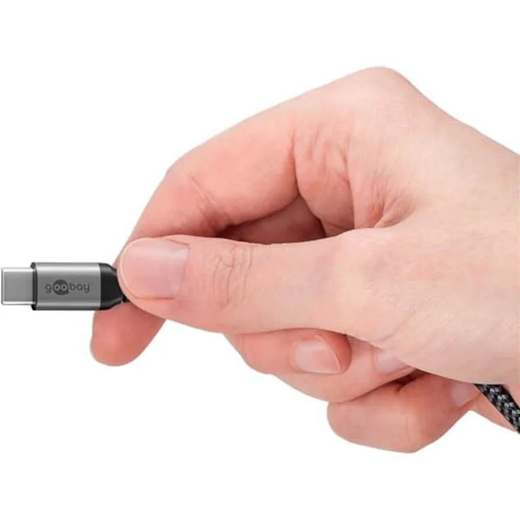 Goobay USB-C-Textilkabel 60 W Power Delivery, 1,5 m, schwarz-grau, Y-Verzweigung für gleichzeitiges Laden und Datenübertragung – Bild 8