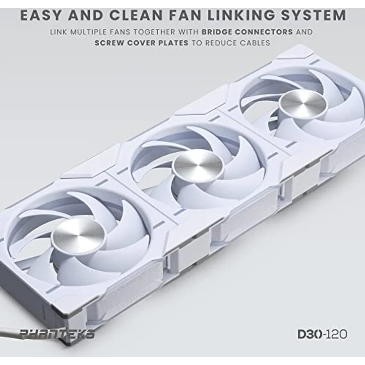 Phanteks D30 PWM Regular Airflow D-RGB Lüfter, 3er Pack - 120mm, weiß – Bild 5