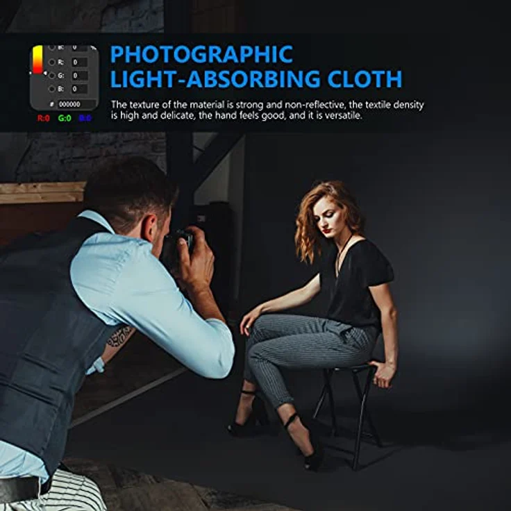 Neewer 6 x 9FT / 1,8 x 2,8 M Fotostudio 100% reines Muslin Faltbare Hintergrund-Hintergrund für Fotografie, Video und Fernsehen (Schwarz) - Preisvergleich – Bild 5