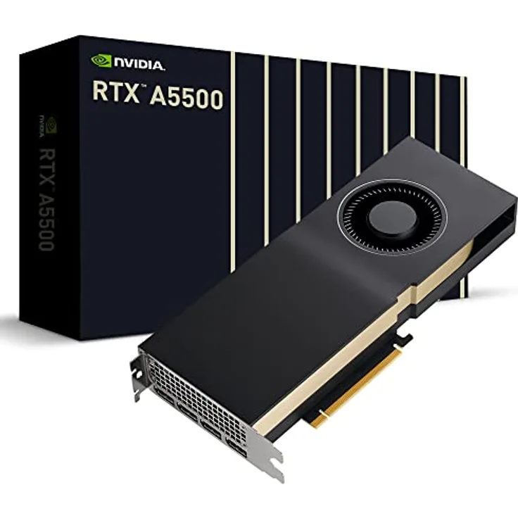 PNY NVIDIA RTX A5500 Professionelle Grafikkarte 24GB GDDR6 PCI Express 4.0 x16, Dual Slot, 4X DisplayPort, 8K Support, Ultraleiser aktiver Lüfter, 13659239000