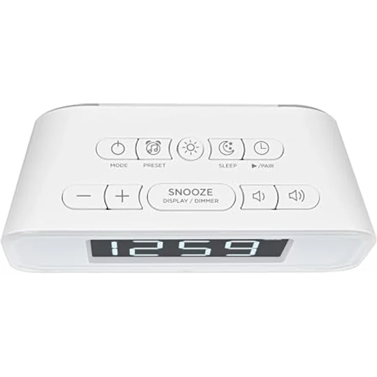 Silva Schneider UR 4200 BT, Kompaktes UKW-PLL-Uhrenradio mit Akku, Bluetooth, Dual-Alarm, Nachtlicht, USB-Ladefunktion, LED-Display, 30 Senderspeicher – weiß – Bild 2