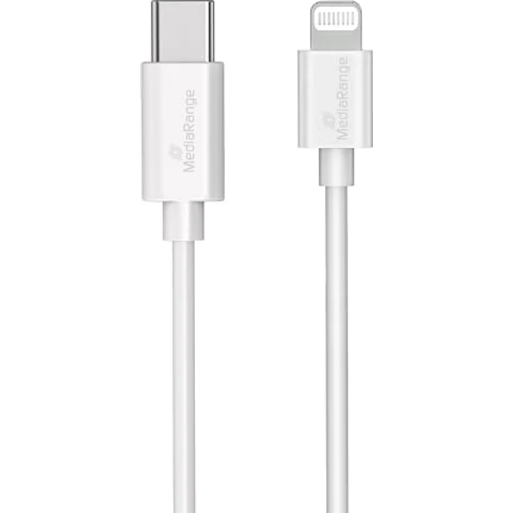 MediaRange Apple Lightning® auf USB Type-C® Daten- und Ladekabel, MFi-zertifiziert, 30 W Schnellladung, 480 MBit/s, 1,0m, Weiß – Bild 3