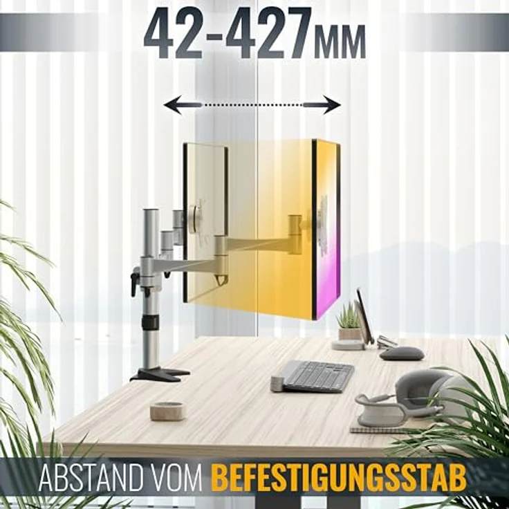 RICOO Monitor Tischhalterung für 2 Monitore Monitorhalterung TS3311 Monitorständer Schwenkbar Neigbar Höhenverstellbar Schreibtisch Bildschirmständer Tisch Ständer Monitorhalterungen VESA 75x75 100x100 / Silber – Bild 5