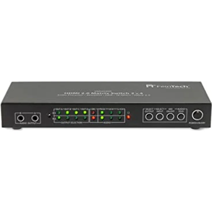 FeinTech VMS02400, HDMI 2.0 Matrix Switch 2x4 mit 2-fach Audio Extractor, Unterstützung bis 4K/60Hz, ARC, EDID-Management – Bild 1