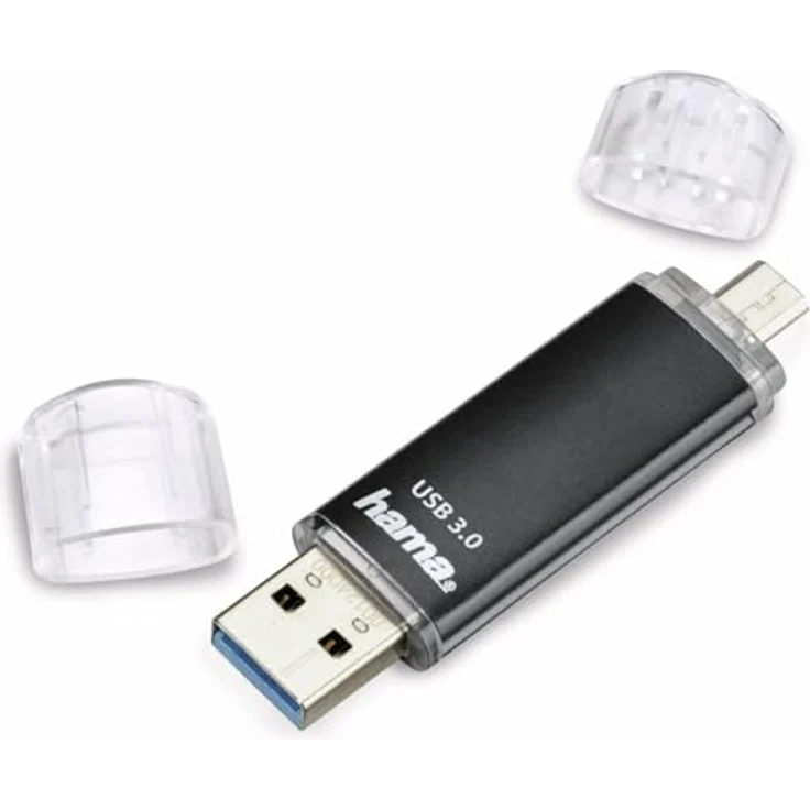 Hama 16GB USB-Speicherstick mit USB 3.0 und microUSB (2-in-1 USB-Stick, z.B. für Android Handy, Tablet, Computer, Notebook, PC, Laptop, MacBook, OTG, 40MB-s) Handy-Stick, Doppel Memory-Stick schwarz – Bild 5
