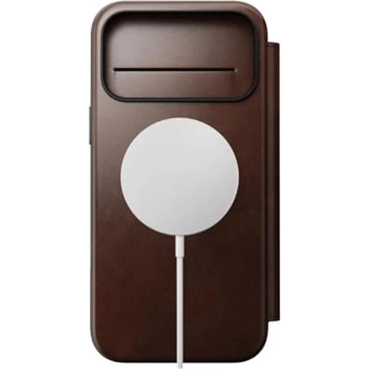 NOMAD Modern Leather Folio für iPhone 17 Pro Max, Schutzhülle aus Polycarbonat mit Echtleder-Ummantelung, MagSafe-kompatibel, Rustic Brown Horween – Bild 4