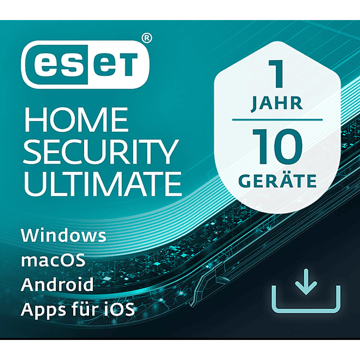 ESET HOME Security Ultimate, Antivirenprogramm für 10 Nutzer, 1 Jahr, Multiplattform mit VPN und Passwortmanager