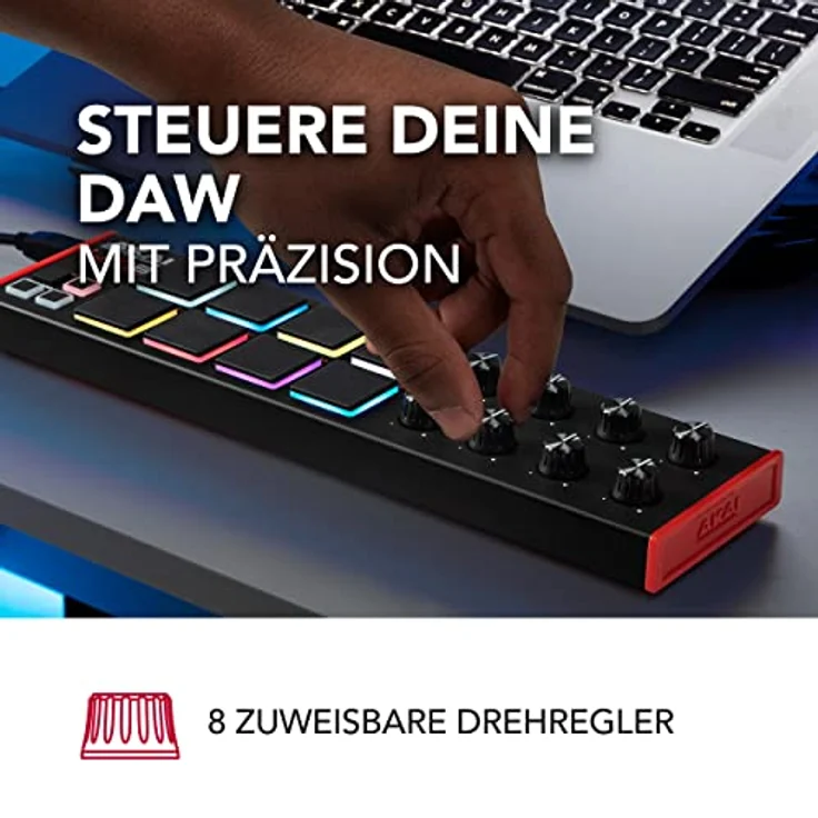 AKAI Professional LPD8 – USB MIDI Pad Controller Drum Machine mit MPC Drum Pads für Mac und PC, zuweisbaren Drehreglern und Musikproduktionssoftware – Bild 3