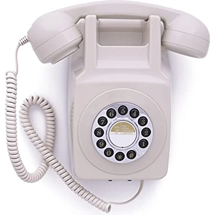 GPO 746WALL Retro Festznetztelefon mit Drucktasten zur Wandmontage mit authentischer Klingelton, Creme – Bild 2
