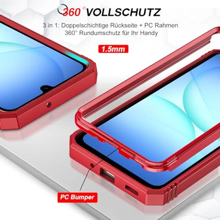 LeYi Kameraschieber Hülle für Samsung Galaxy A17 5G, Militärschutz Cover mit Schiebekamera Abdeckung und Drehhalter, Rot – Bild 5