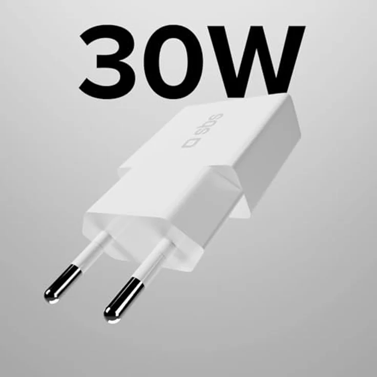 SBS Extra Slim GaN Charger 30W USB-C, Power Delivery PD 3.0, Schnellladung, kompaktes Design, Weiß – Bild 2