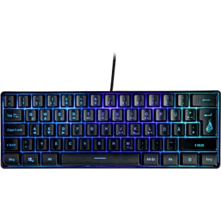 Surefire Kingpin X1 60% Gaming Tastatur German, Gaming Multimedia Keyboard klein & mobil, RGB-Tastatur mit Beleuchtung, 25 Anti-Ghosting-Tasten, deutsches Layout QWERTZ