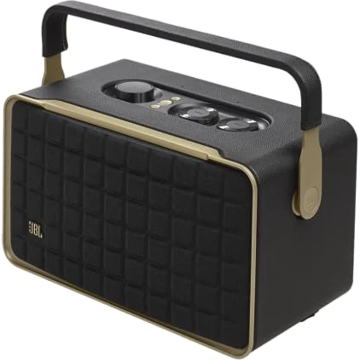 JBL Authentics 300 Tragbarer Smart Home Lautsprecher – 70er Jahre Retro-Design Bluetooth Box – Mit Google Assistant, Kompatibel mit Amazon Alexa, AirPlay One App – Schwarz – Bild 1