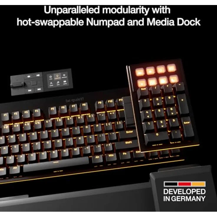 be quiet! Dark Mount Silent Linear, Kabelgebundene Tastatur mit 8 Displaytasten und Media-Dock, Schwarz – Bild 2