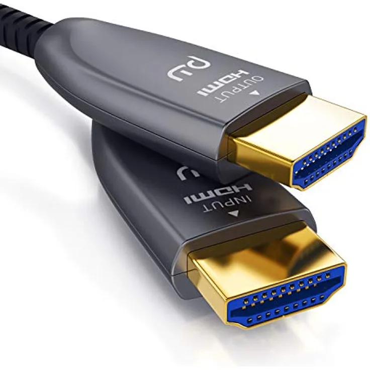 CSL-Computer CSL - HDMI Kabel 2.0 b Glasfaser 20m - 4k 60Hz mit HDR - optisches HDMI Kabel LWL - 3D - ARC - CEC – HDCP 2.2 - YUV 4 x 4 x 4 - HDMI Kabel High Speed - Glasfaserkabel – Aluminiumstecker – Knickschutz - Schwarz
