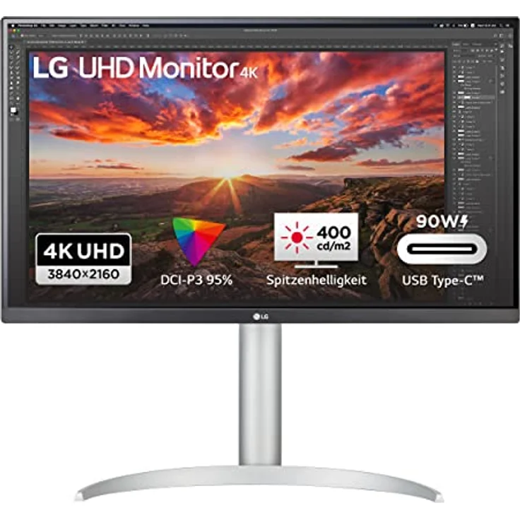 LG Electronics 27UP85NP-W 4K UHD 27'' (68cm), 3840 x 2160, 16:9, VESA DisplayHDR™ 400, AMD FreeSync™, IPS with DCI-P3 95%, 5ms GtG - Weiß & Schwarz - 27 Zoll Office-Monitor mit nahezu rahmenlosem Design, 4K-Auflösung, DisplayHDR 400, AMD FreeSync, und 95% DCI-P3 - Weiß & Schwarz – Bild 1