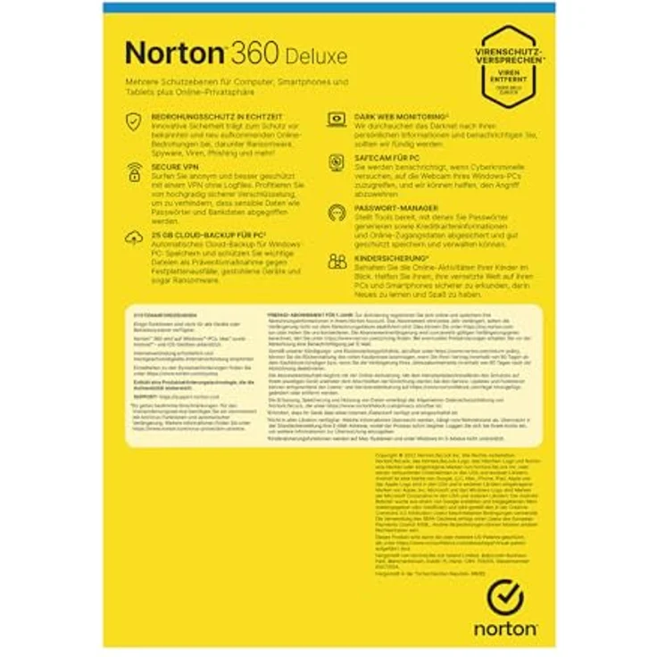 NORTON 360 DELUXE Lizenz für 3-Geräte 1-Jahr inkl. 25GB Cloud-Speicher - Code per 2022 – Bild 2
