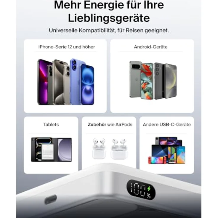 Belkin UltraCharge Wireless Power Bank, slim, 10000 mAh, 25 Watt, magnetisch, USB-C, weiß – Bild 10