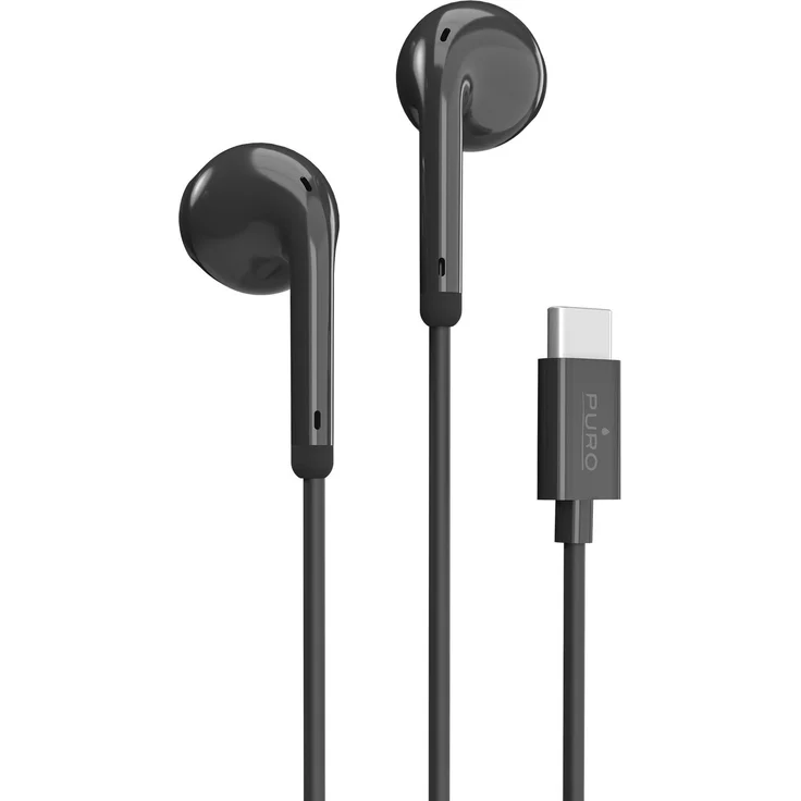 PURO PUIPHF32USBCBLK, Kabelgebundene In-Ear Kopfhörer für Anrufe und Musik, USB Typ-C, Schwarz
