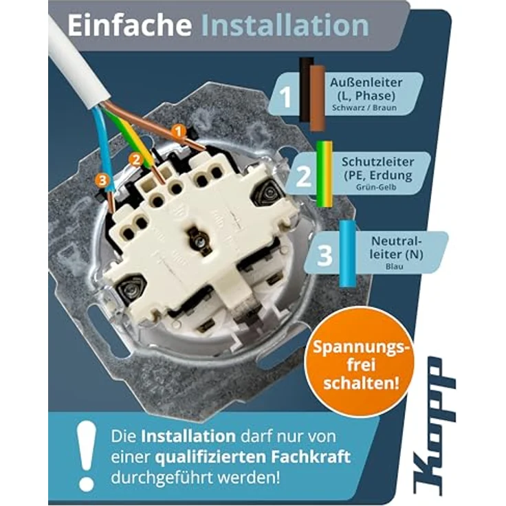 Kopp Paris Profi-Pack: 6 Schutzkontakt-Steckdosen mit Berührungsschutz I Schutzkontakt-Dosen 16 A - 250 V - IP20 I Wand-Steckdose für Innen-Bereich I Arktis-Weiß – 920702011 – Bild 5
