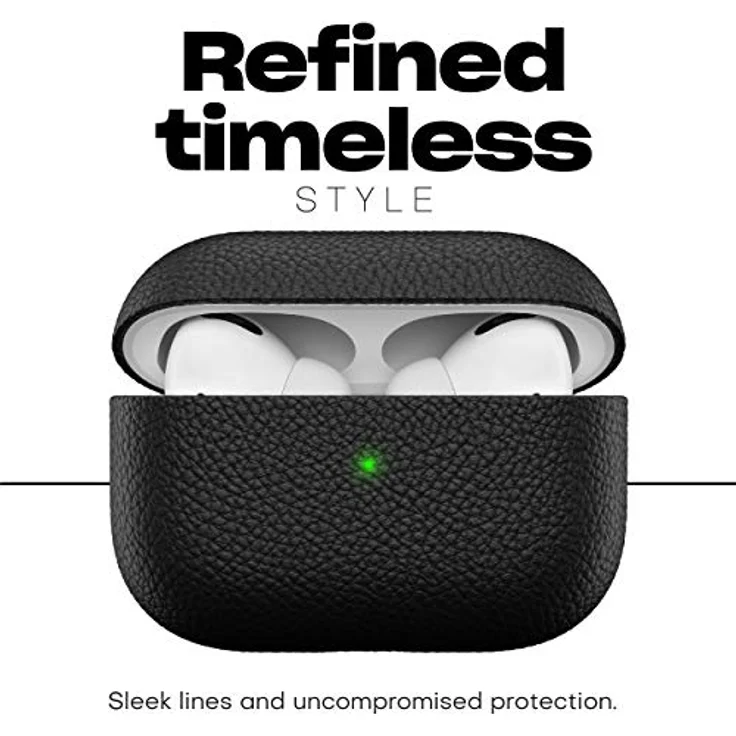 KeyBudz Artisan Leder Schutzhülle für Apple AirPods Pro Case, Etui, Ledertasche Echtleder, Kopfhörer Ohrhörer Zubehör, schwarz – Bild 6