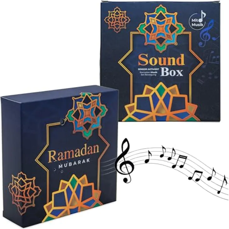 Spetebo Soundbox RAMADAN, Musik Box mit Bewegungsmelder und orientalischer Ramadan Musik, mehrfarbig, 13 x 13 cm