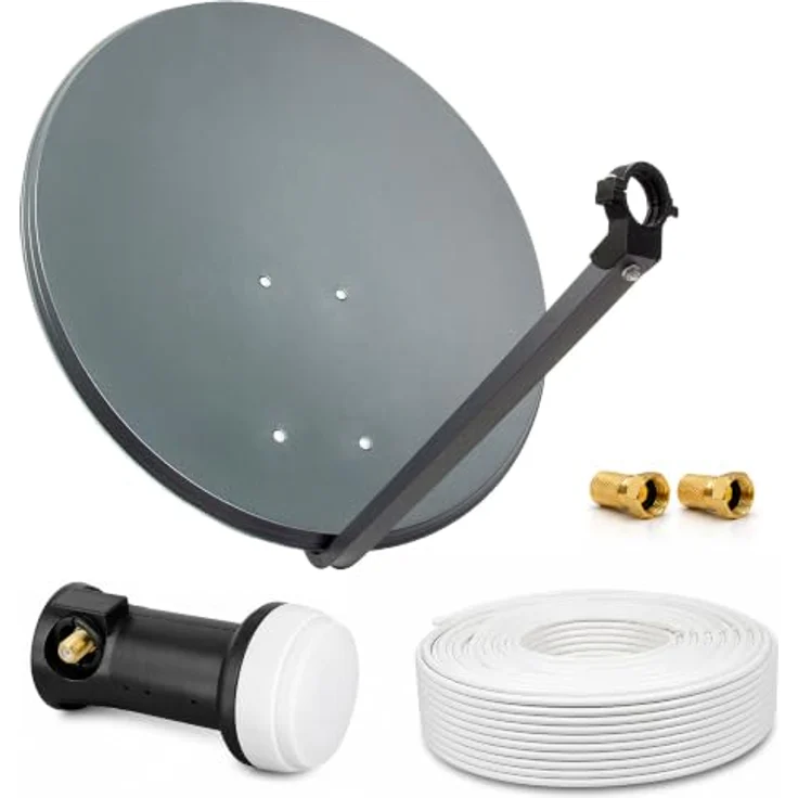 PremiumX Sat Anlage 60cm Anthrazit Deluxe, FullHD Digital Antenne mit Single LNB und F-Stecker – Bild 1