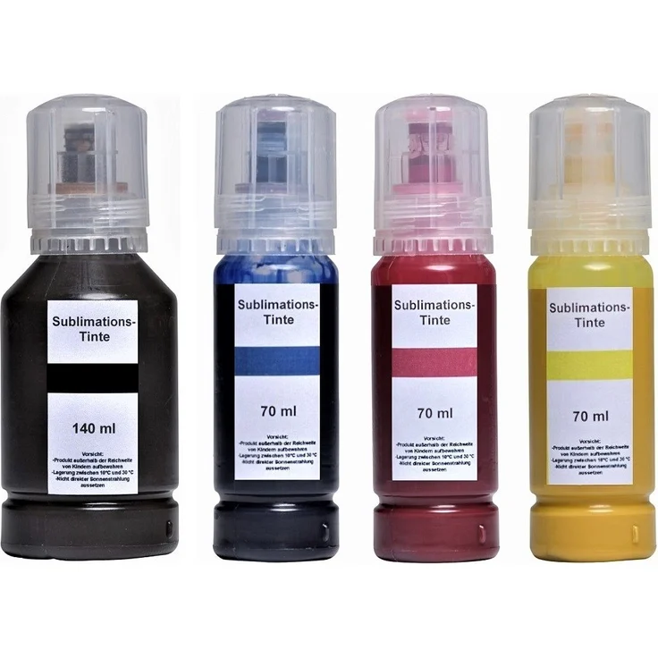 inkpro 350 ml Sublimationstinte für Epson EcoTank 105 & 106, Nachfülltinte für ET-7700, ET-7750, L7100, L7160, L7180 mit Adapter, schwarz, cyan, magenta, gelb